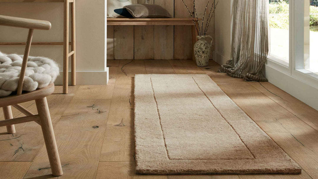 tapis de couloir en laine beige