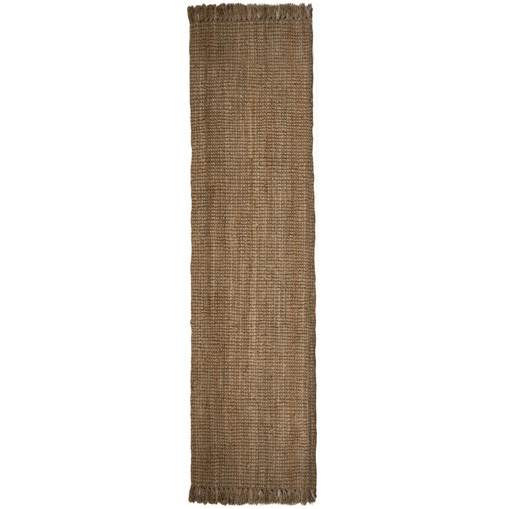 tapis long en jute naturel de couloir sur fond blanc