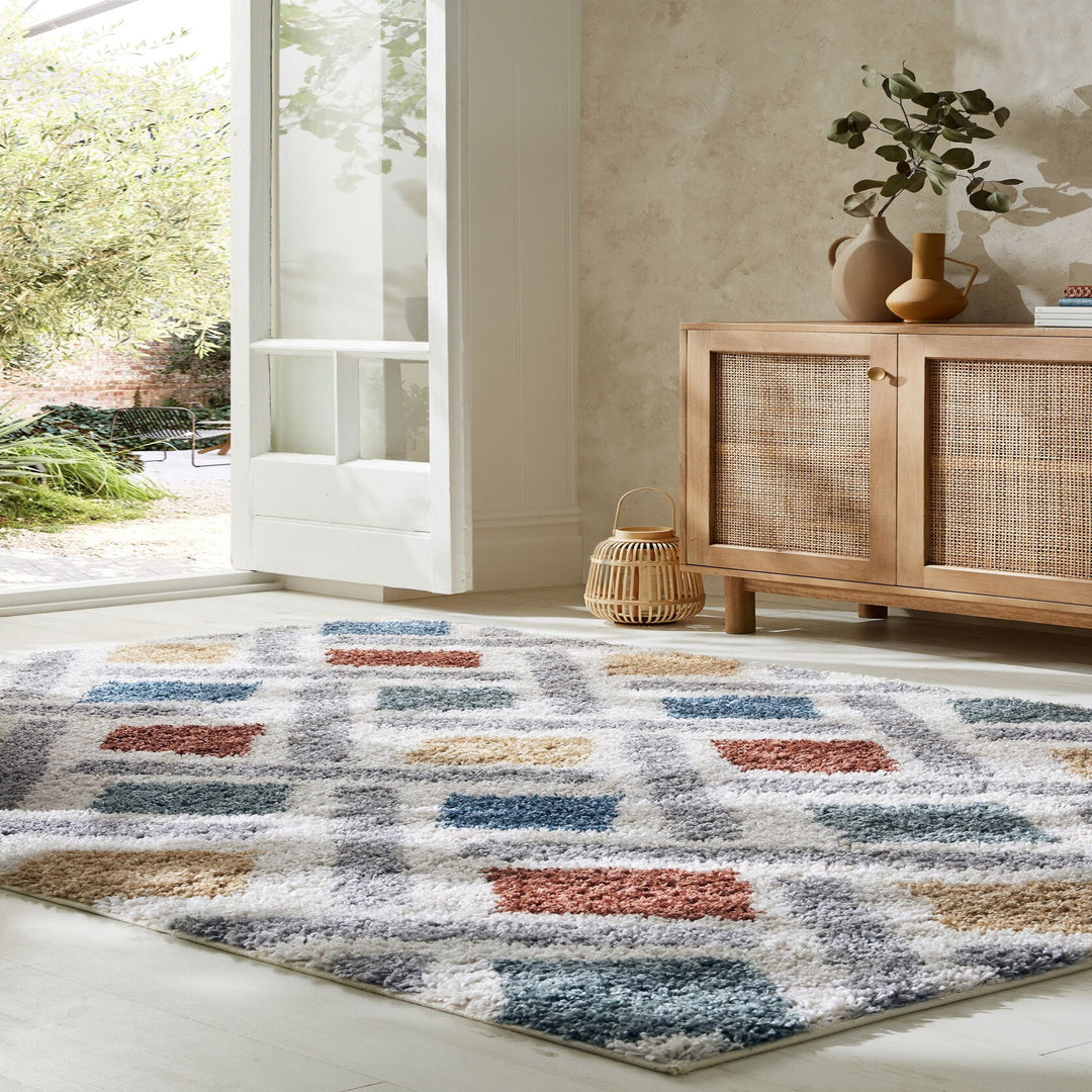 tapis de salon multicolore shaggy