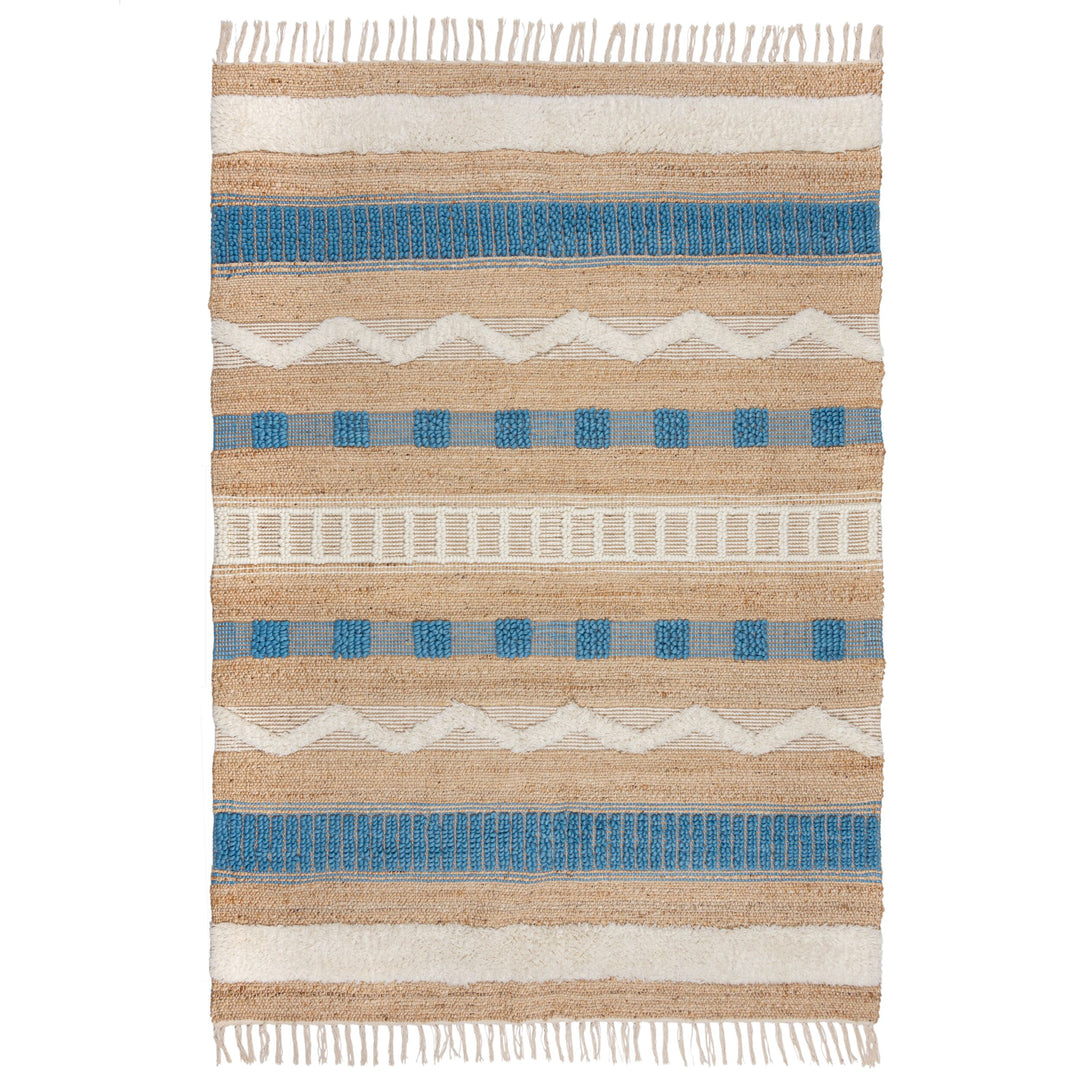 Tapis en jute Medina bleu