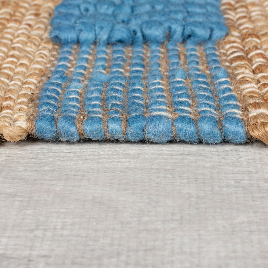 Tapis en jute Medina bleu