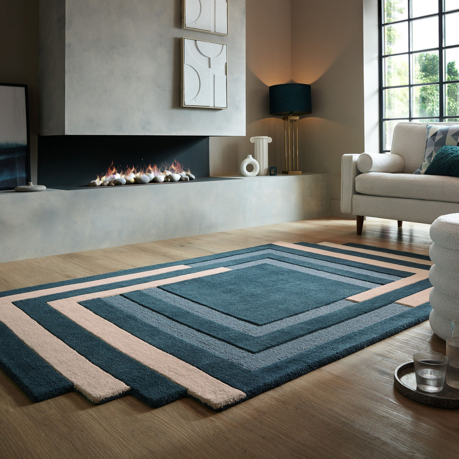 Tapis labyrinth dans un salon cosy