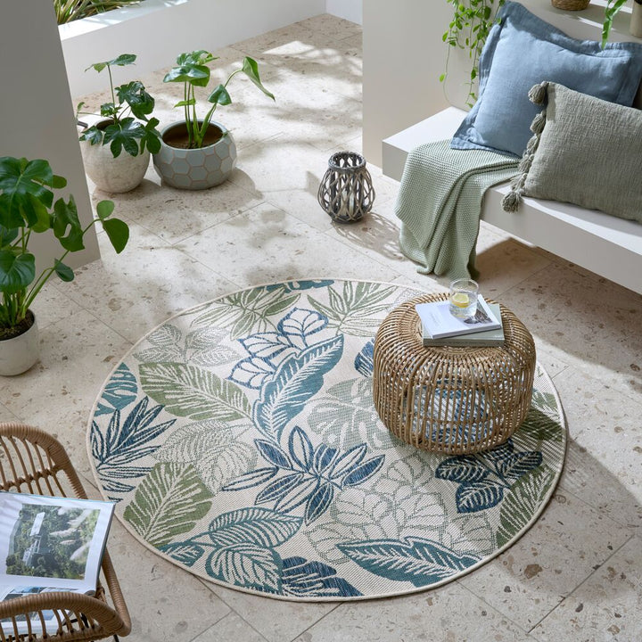 Tapis extérieur rond BELLA LEAF