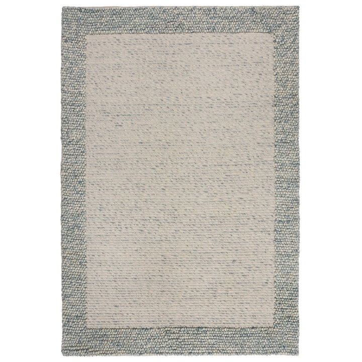 tapis salon laine et polyester bobble wool border bleu 