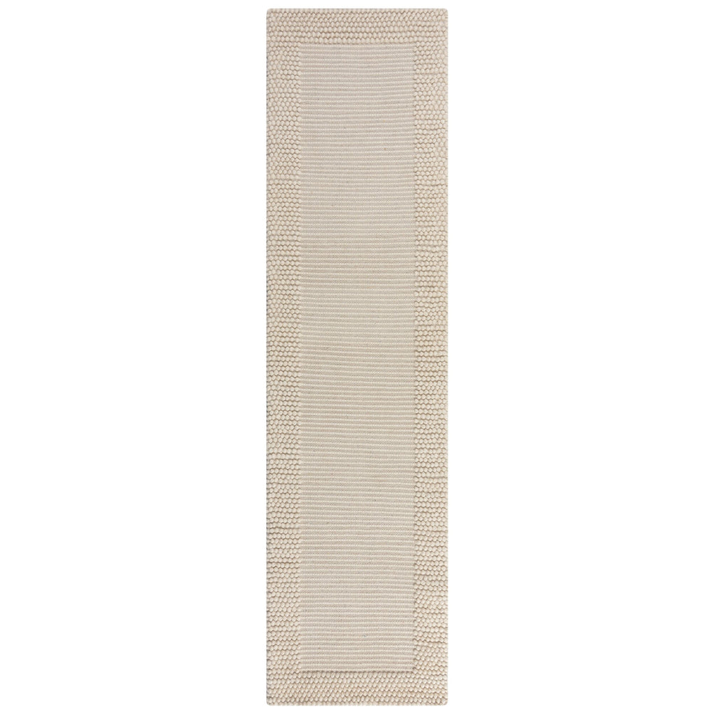 tapis couloir laine texturé bobble wool border ivoire #couleur_ivoire