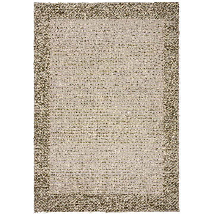 tapis salon laine et polyester bobble wool border vert 