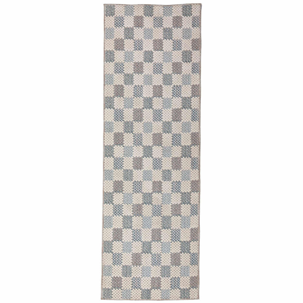 tapis couloir moderne muted checkerboard bleu #couleur_bleu