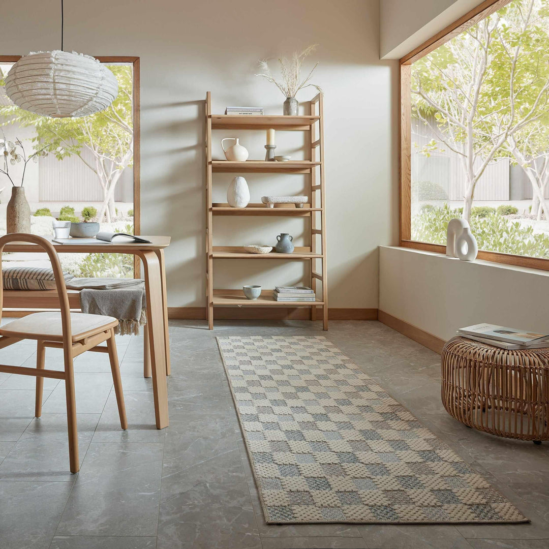 Tapis de couloir lavable MUTED CHECKERBOARD