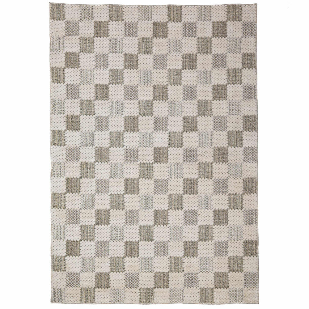 tapis salon coton muted checkerboard vert #couleur_vert