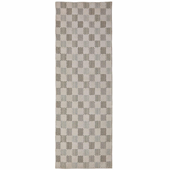 tapis couloir moderne muted checkerboard vert 