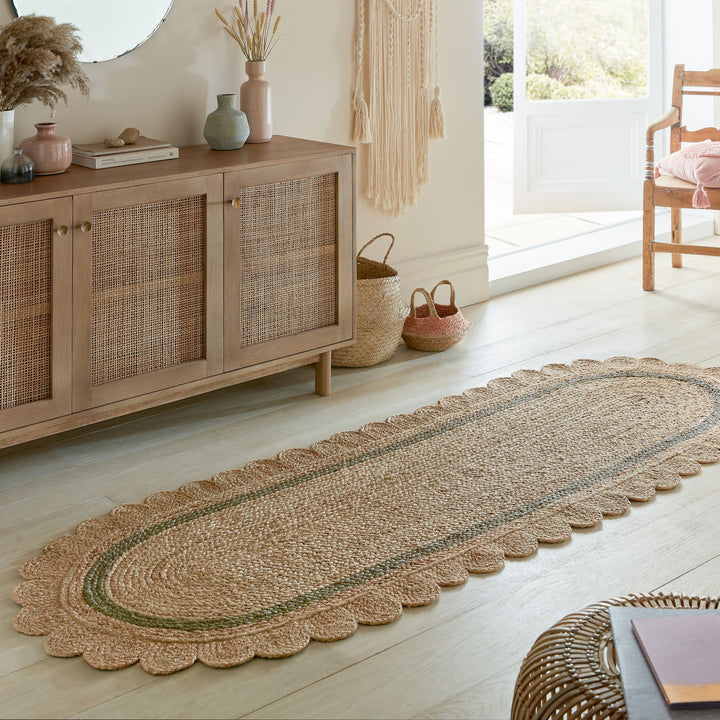Tapis de couloir en jute festonné GRACE