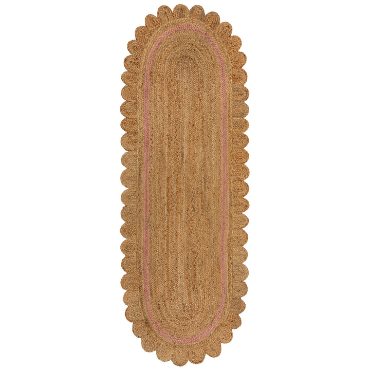tapis couloir jute grace naturel rose 
