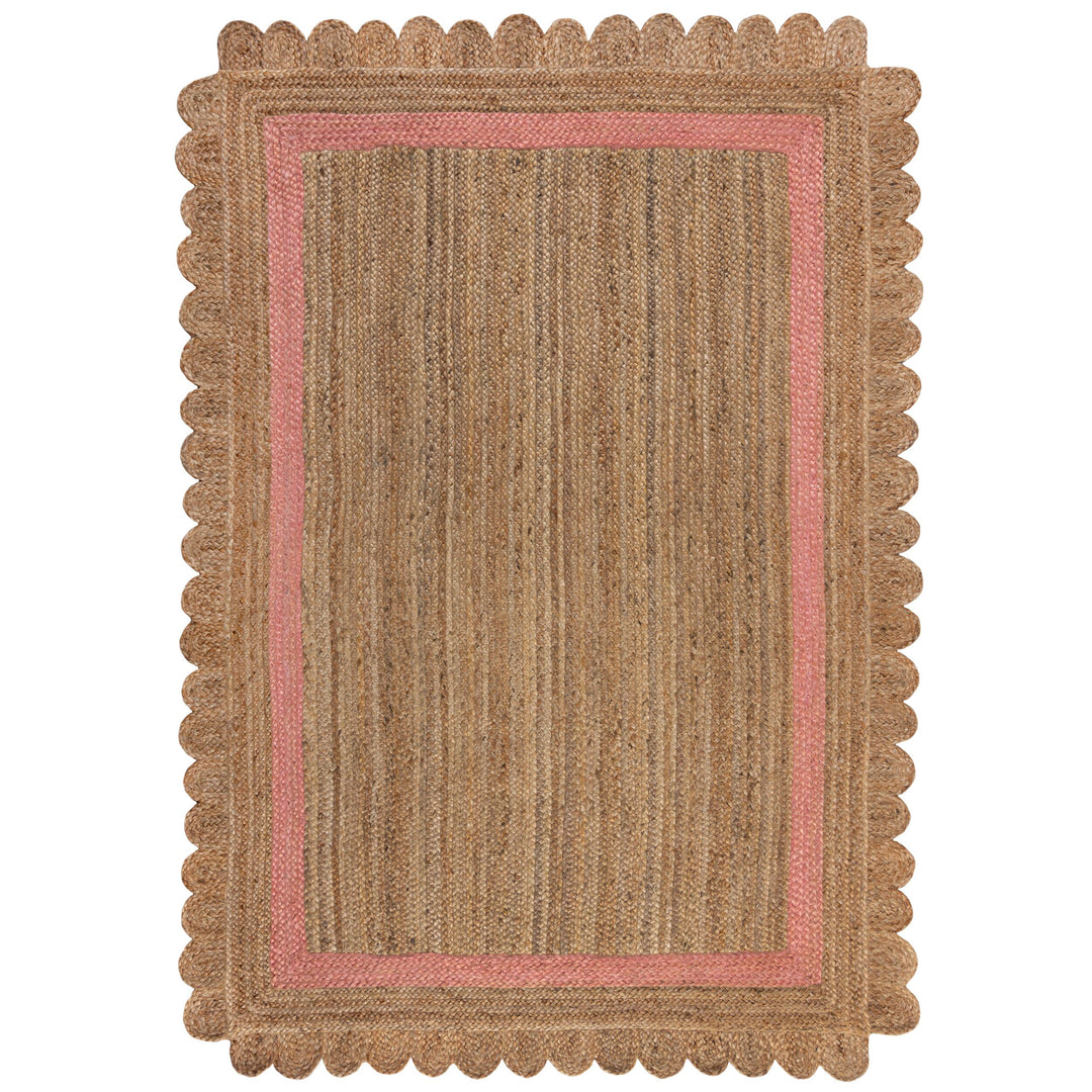 tapis salon jute grace naturel rose 