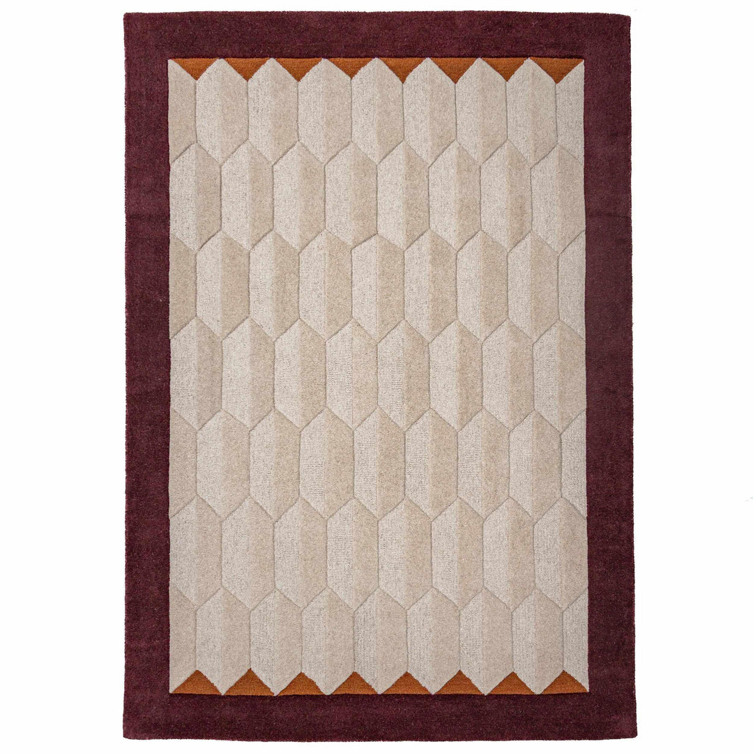 tapis salon laine apex border bordeaux 