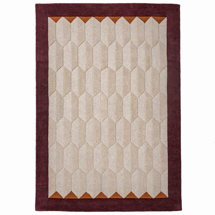 tapis salon laine apex border bordeaux 