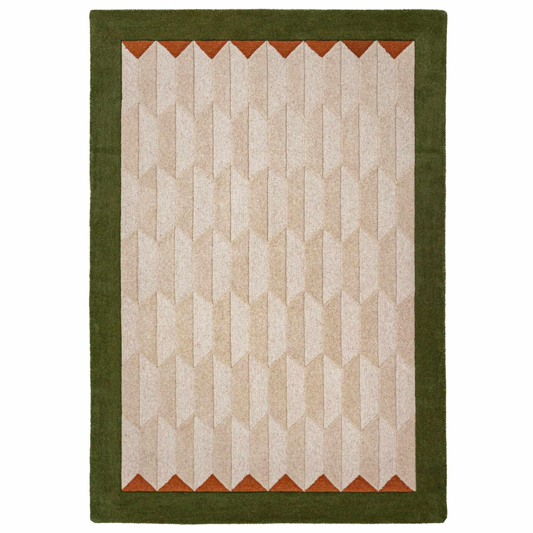 tapis salon laine apex border vert 
