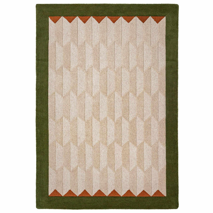 tapis salon laine apex border vert 