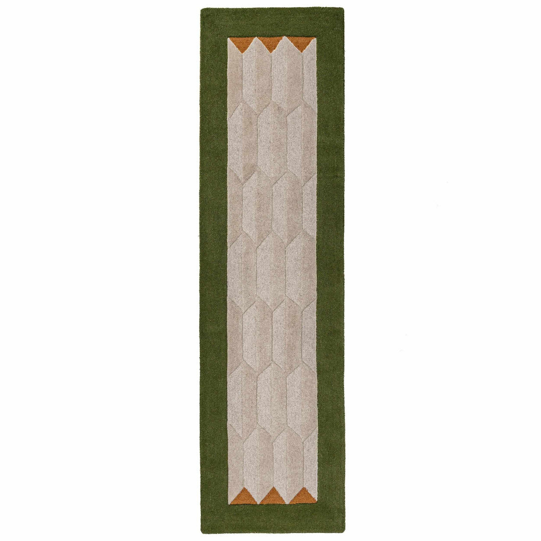 tapis couloir laine apex border vert 