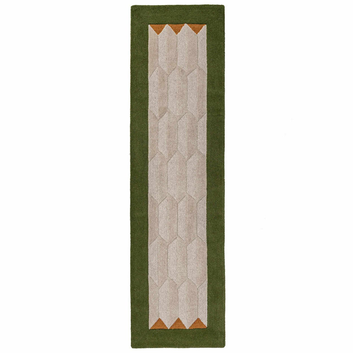 tapis couloir laine apex border vert 