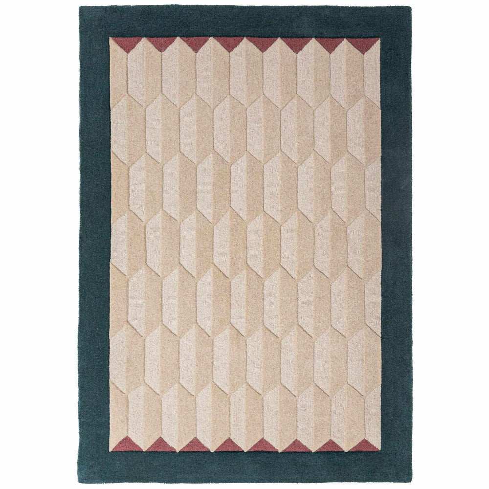 tapis salon laine apex border sarcelle #couleur_sarcelle