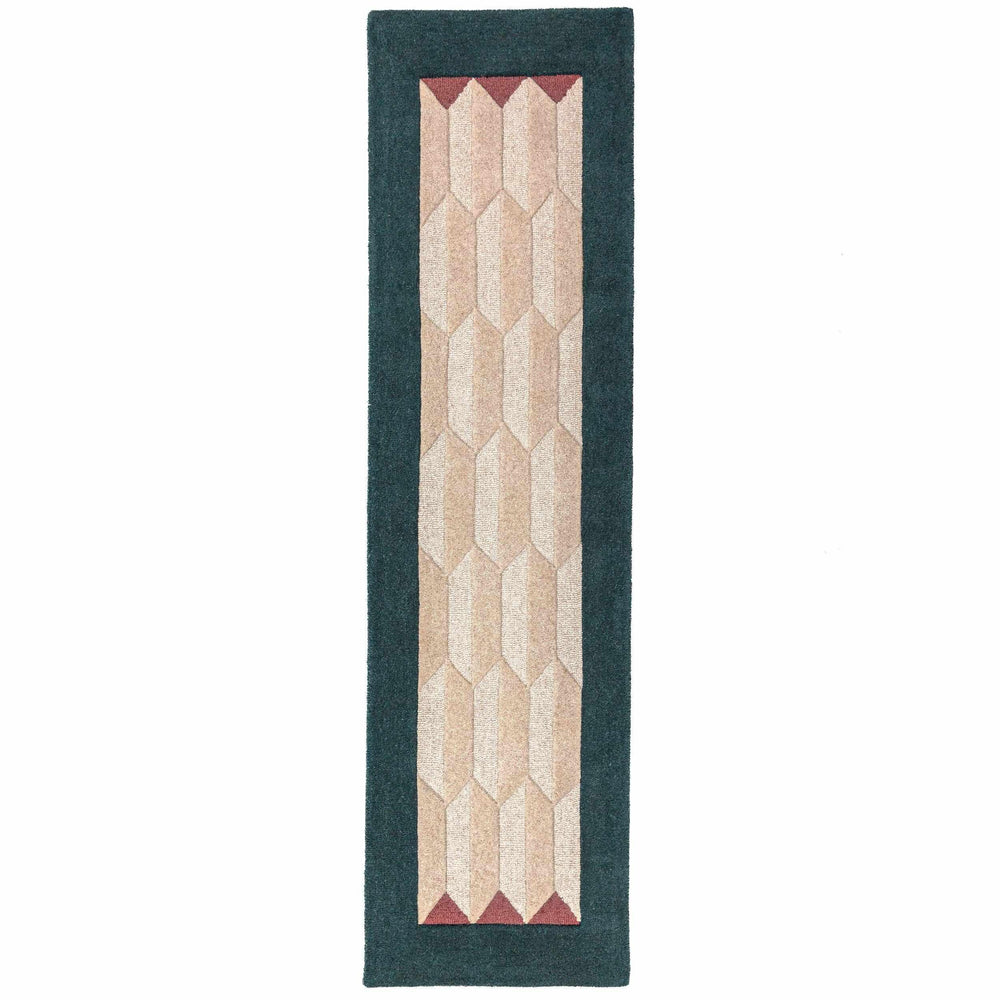 tapis couloir laine apex border bleu canard #couleur_bleu-canard