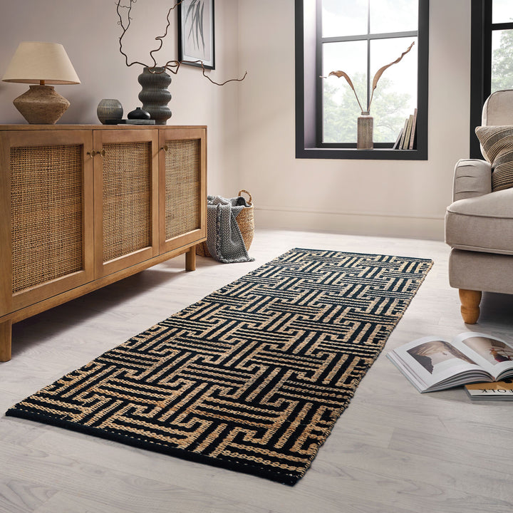 Tapis en jute de couloir MEANDER