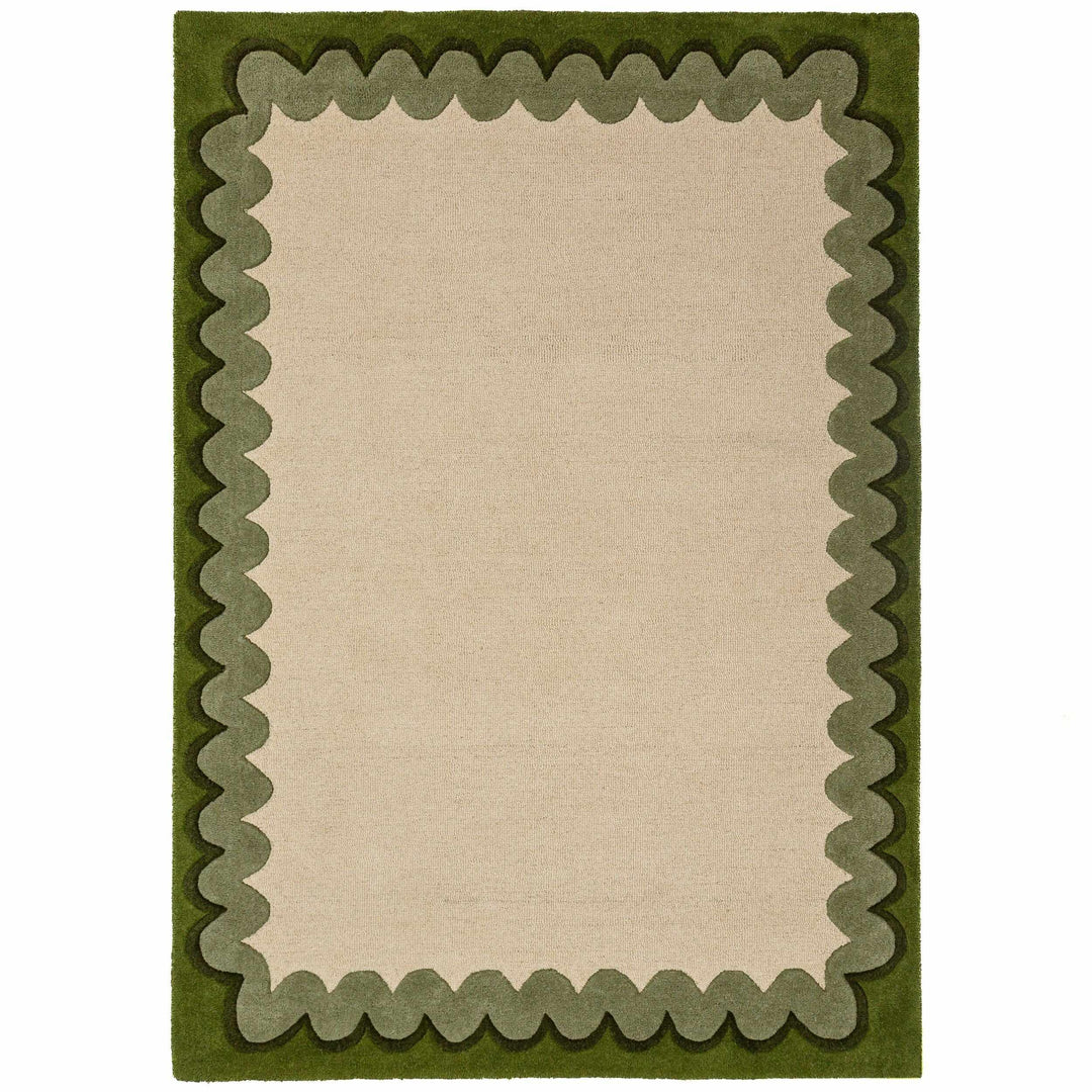 tapis salon laine wiggle wool vert olive 