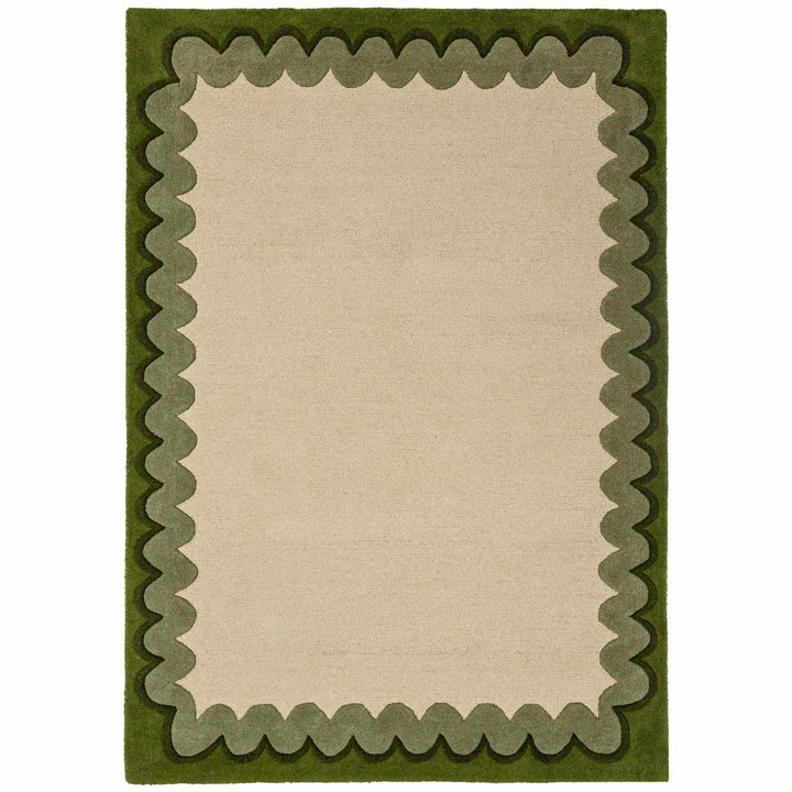 tapis salon laine wiggle wool vert olive 
