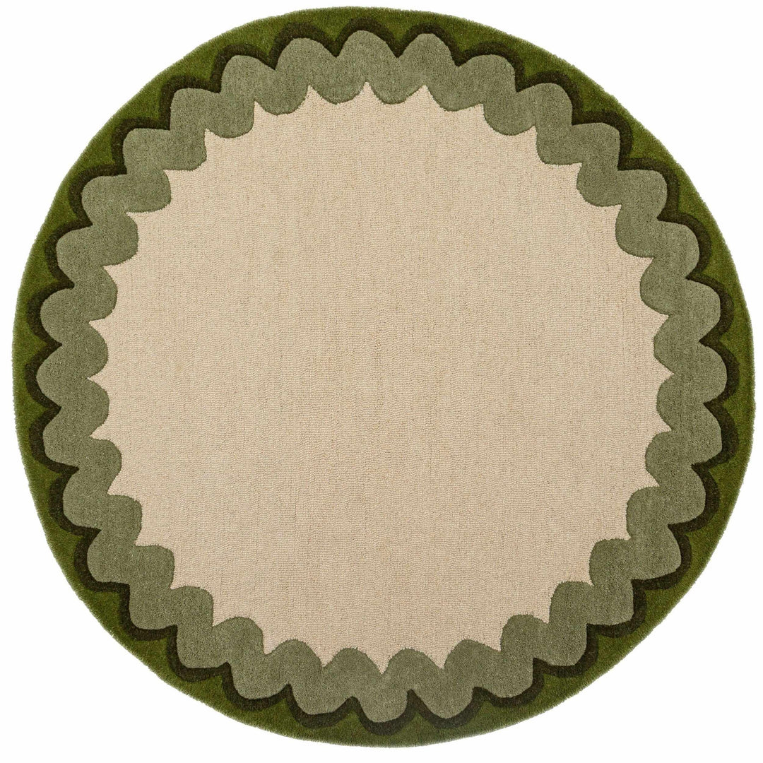 tapis rond moderne laine wiggle wool vert olive 