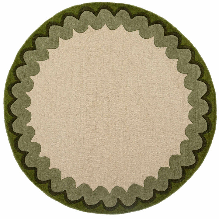 tapis rond moderne laine wiggle wool vert olive 
