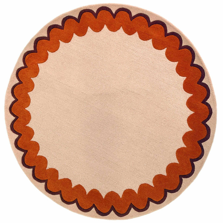 tapis rond moderne laine wiggle wool orange 