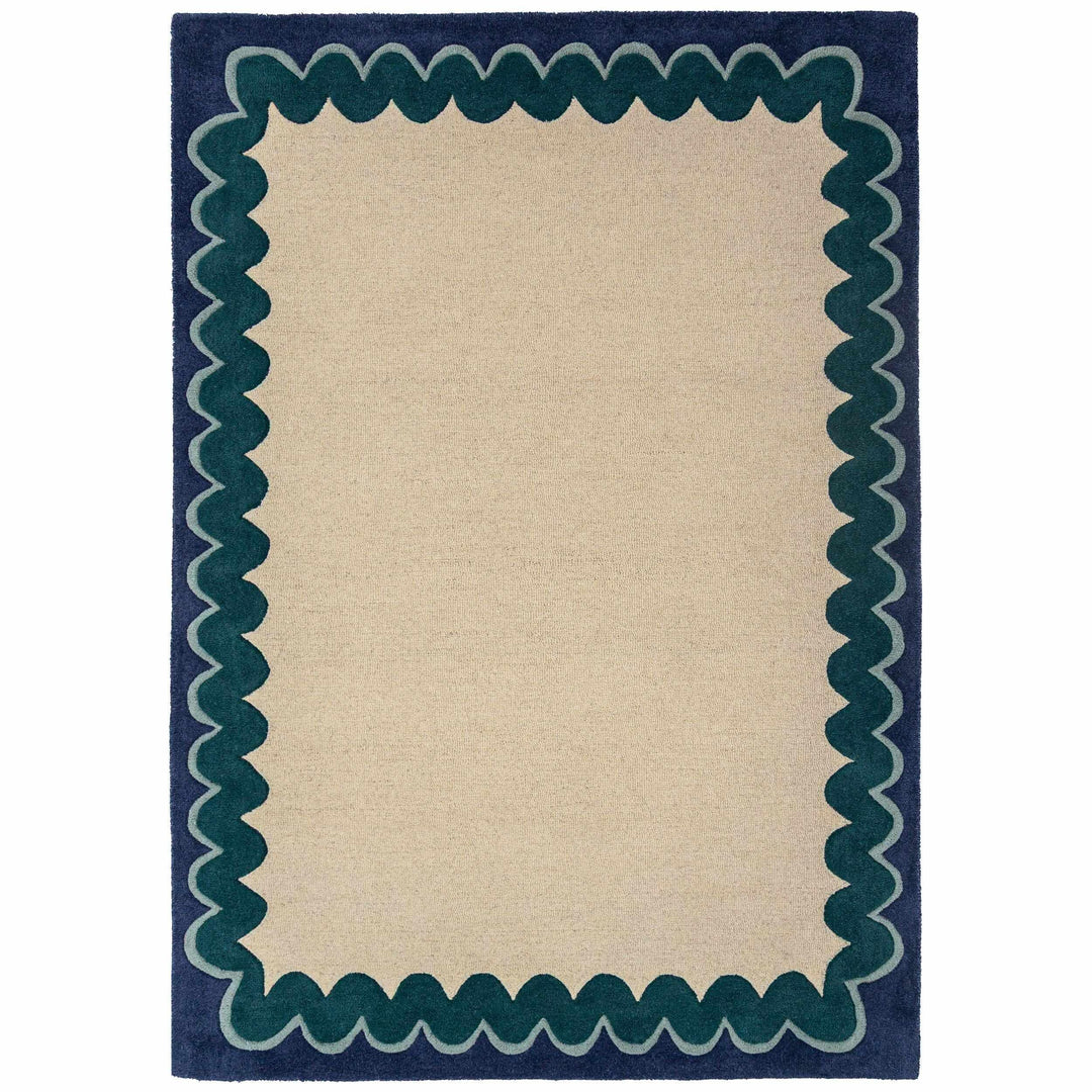 tapis salon laine wiggle wool sarcelle 