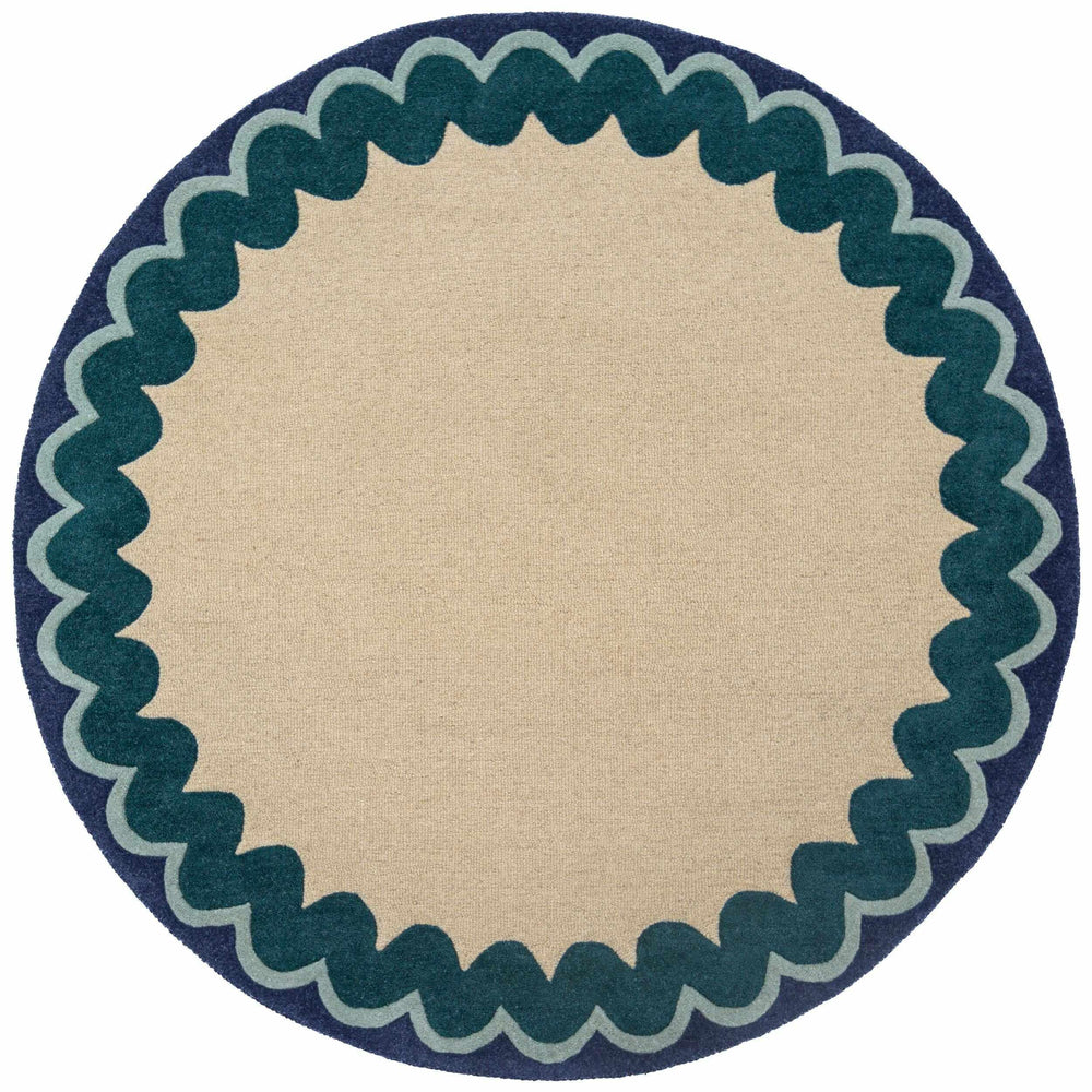 tapis rond moderne laine wiggle wool sarcelle #couleur_sarcelle