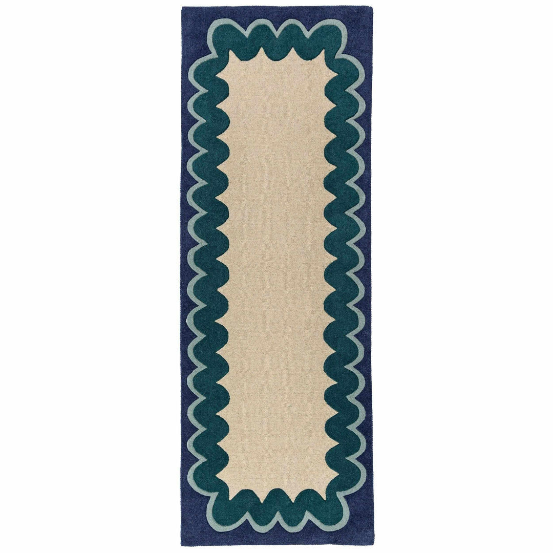 tapis couloir laine wiggle wool sarcelle 