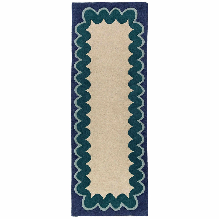 tapis couloir laine wiggle wool sarcelle 