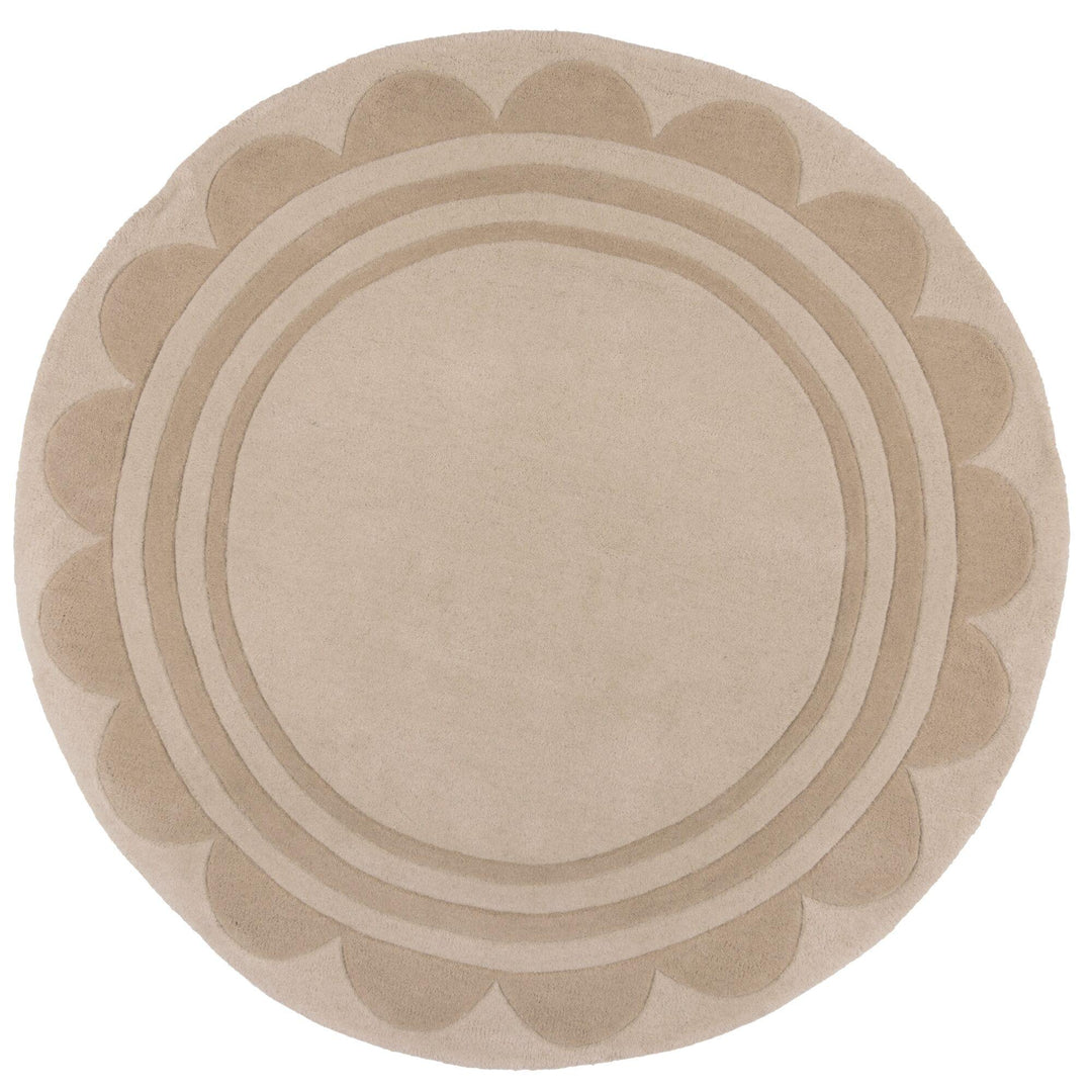 tapis rond laine lois beige fond blanc 