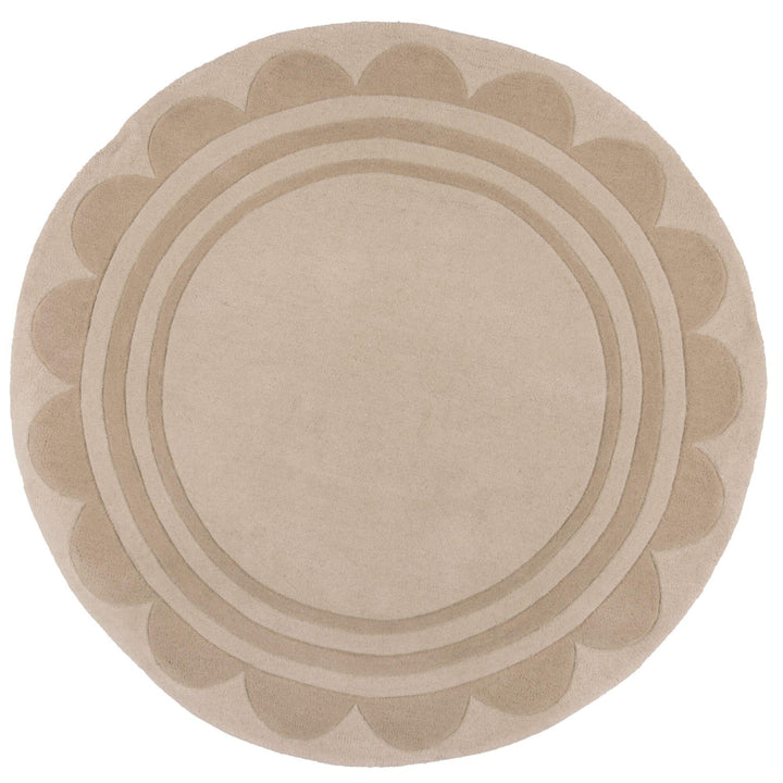 tapis rond laine lois beige fond blanc 