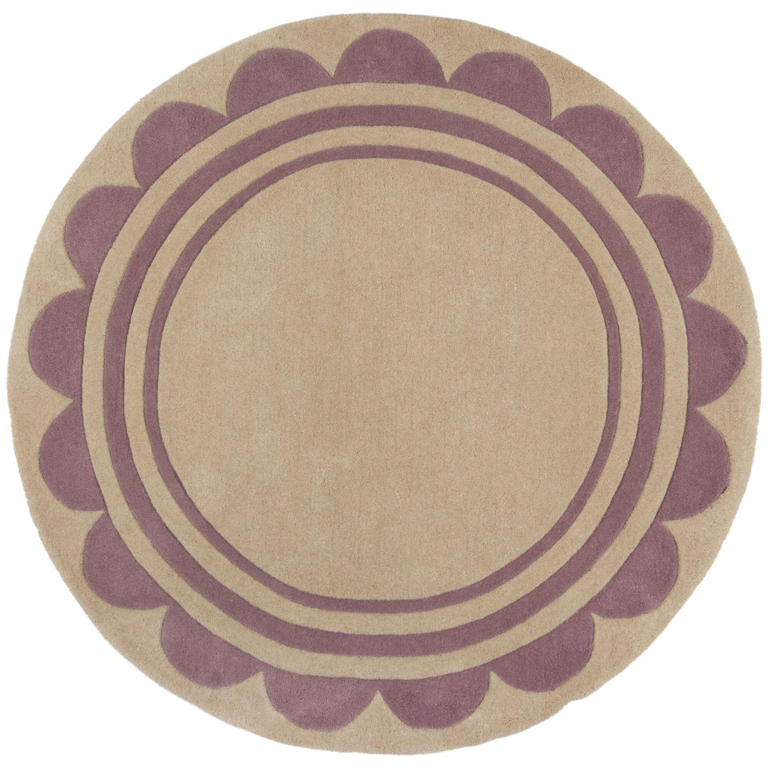 tapis rond laine lois violet fond blanc 
