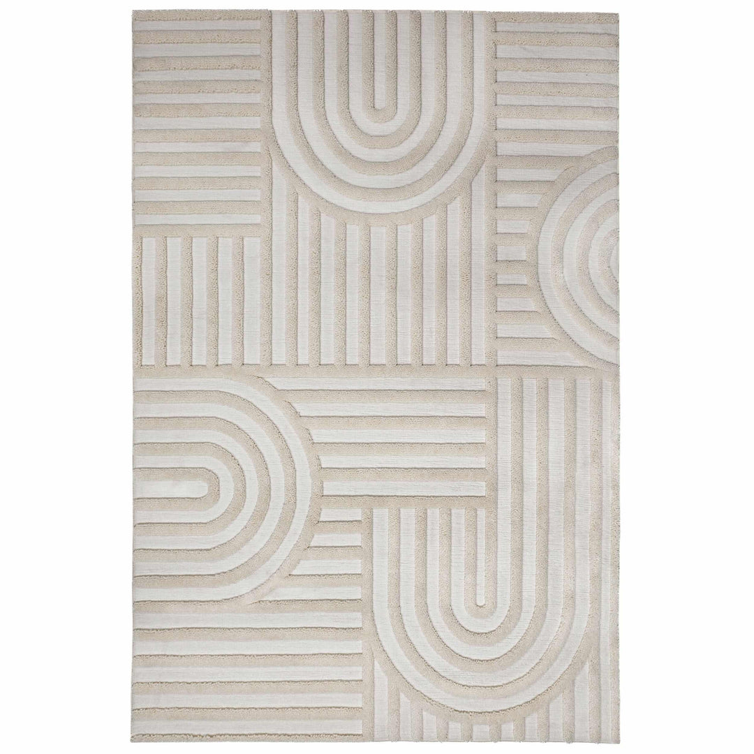 tapis moderne fibres synthétiques elara crème 