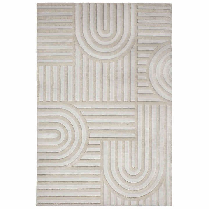 tapis moderne fibres synthétiques elara crème 
