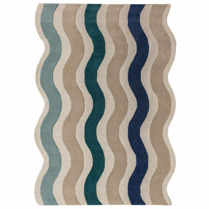 tapis salon laine cascade wool bleu 