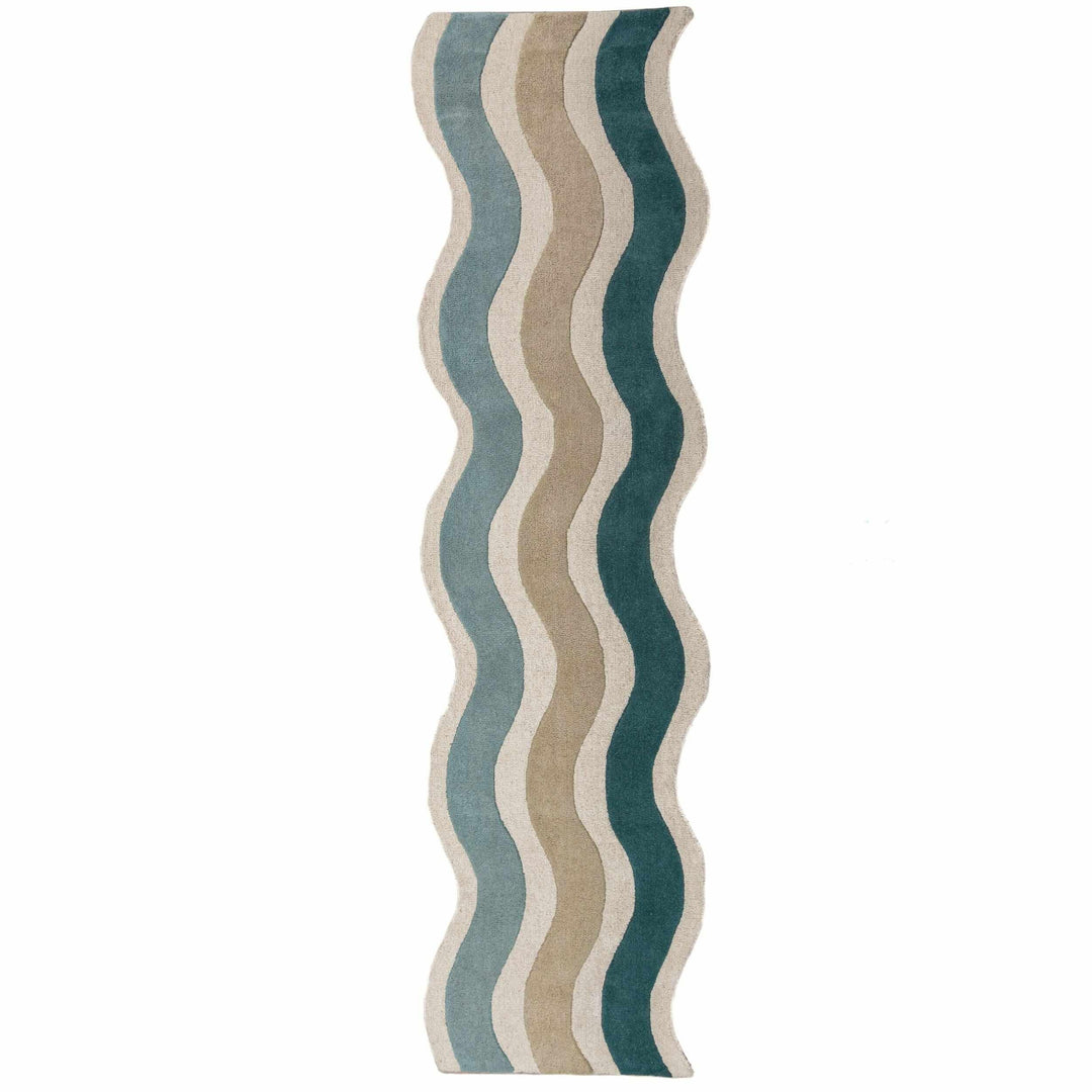 tapis couloir laine cascade wool bleu 