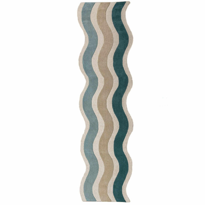 tapis couloir laine cascade wool bleu 