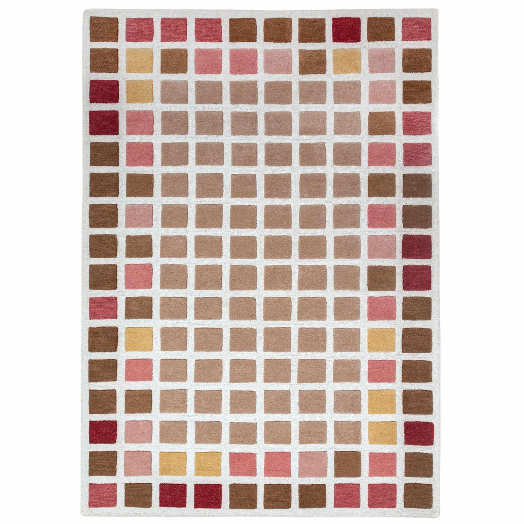 tapis salon laine renga rose 