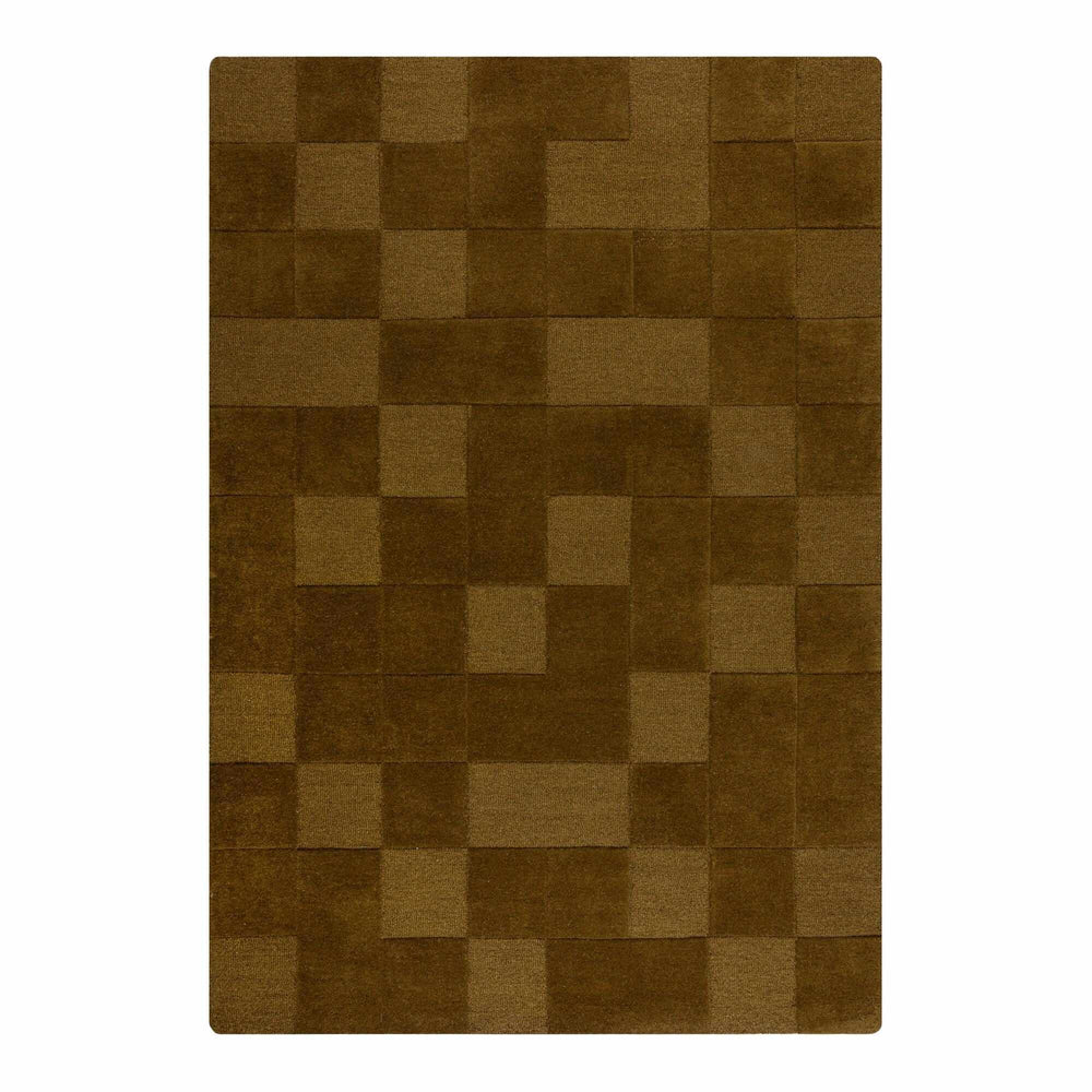 magnifique tapis en laine a damier vert olive;#couleur_vert