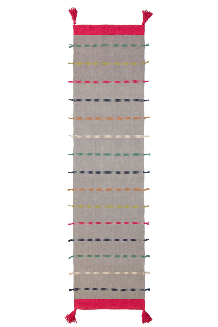 tapis couloir coton recyclé nahla gris multicolore 