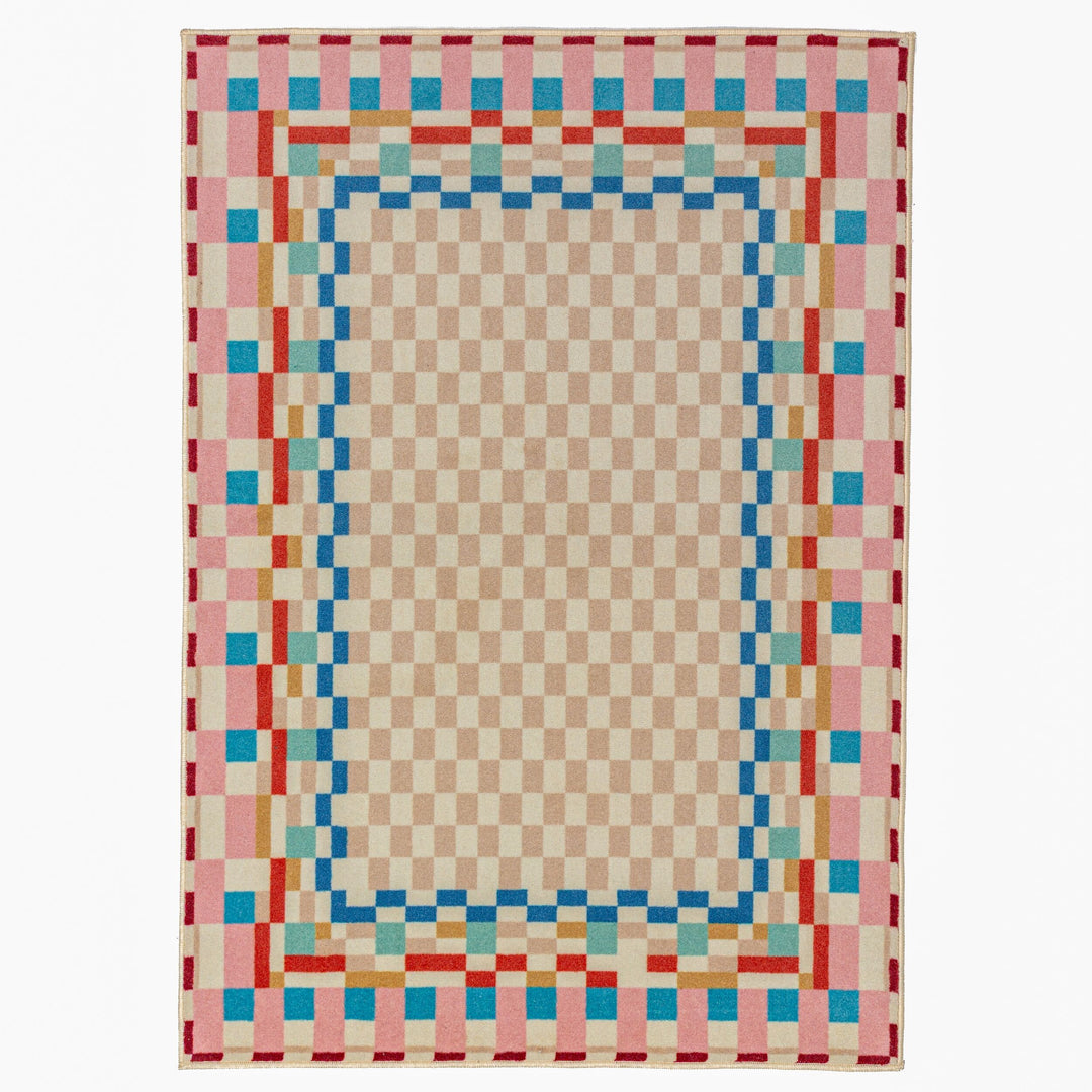 Tapis en laine CHECKERED BORDER