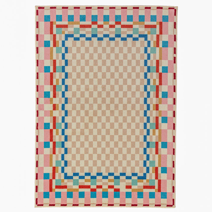 Tapis en laine CHECKERED BORDER