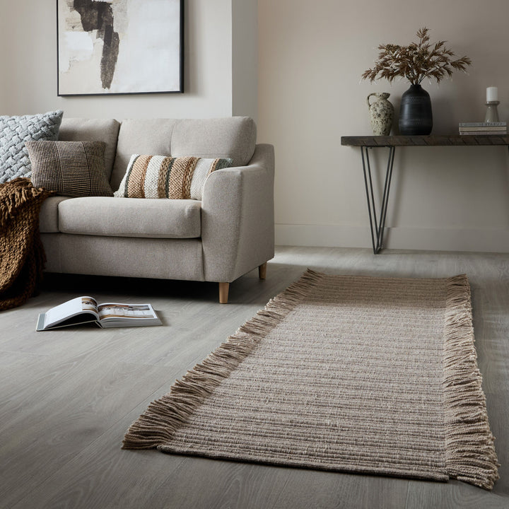 Tapis en laine de couloir FRANGES
