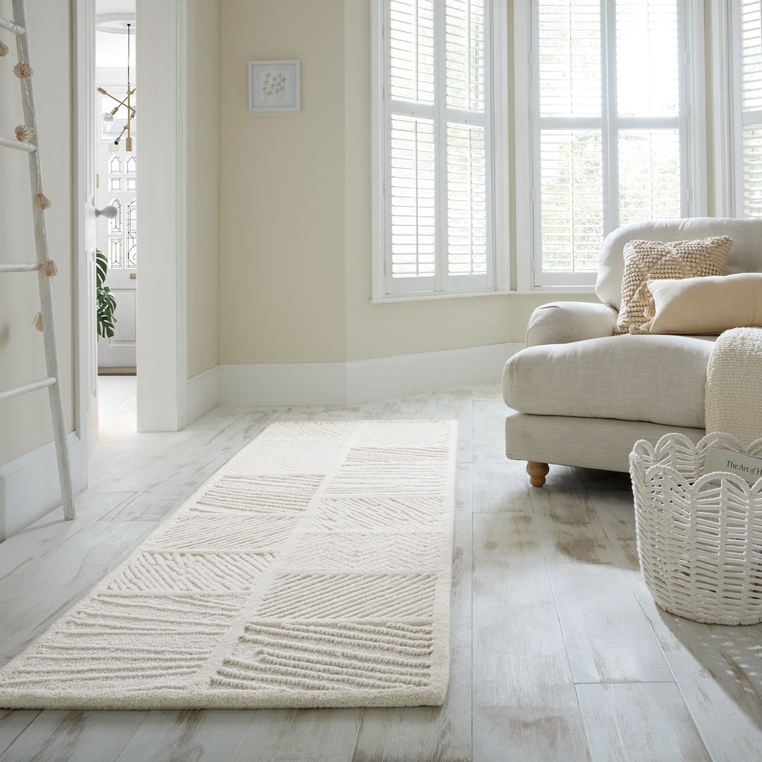 Tapis en laine de couloir BLOCKS RELIEF